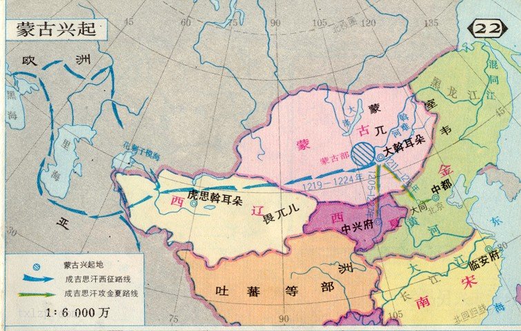 蒙古成吉思汗西征线路图-历史地图网