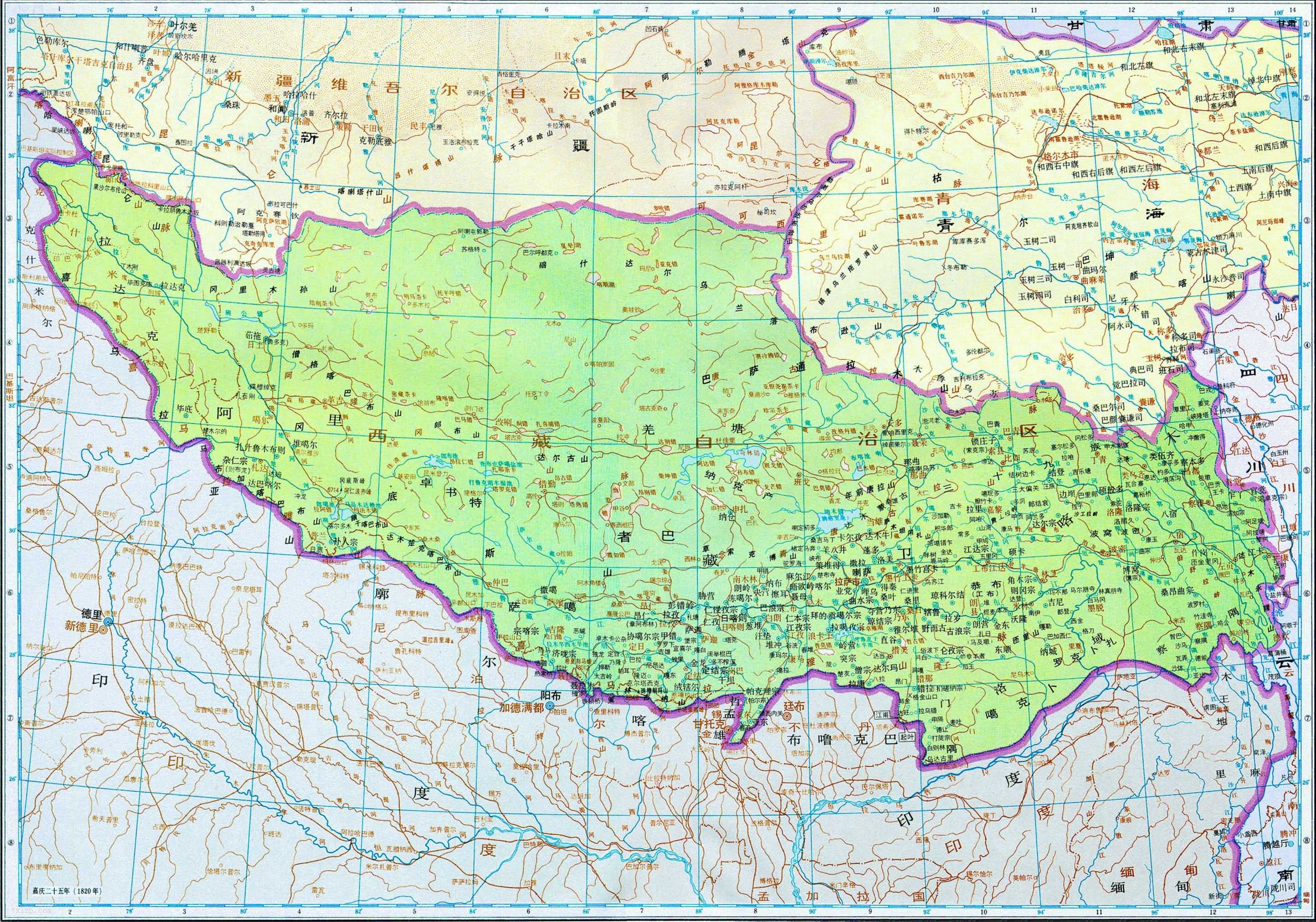 清朝时期西藏地图全图高清版